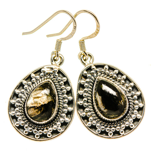 Golden Seraphinite Earrings handcrafted by Ana Silver Co - EARR414169