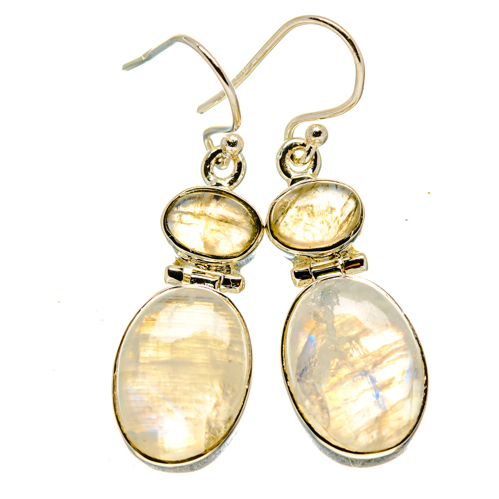 Rainbow Moonstone Earrings handcrafted by Ana Silver Co - EARR414170