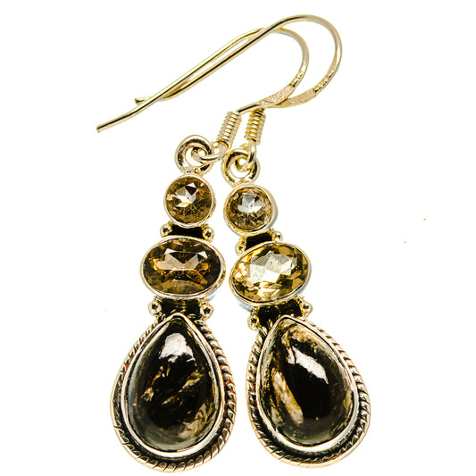 Golden Seraphinite Earrings handcrafted by Ana Silver Co - EARR414171