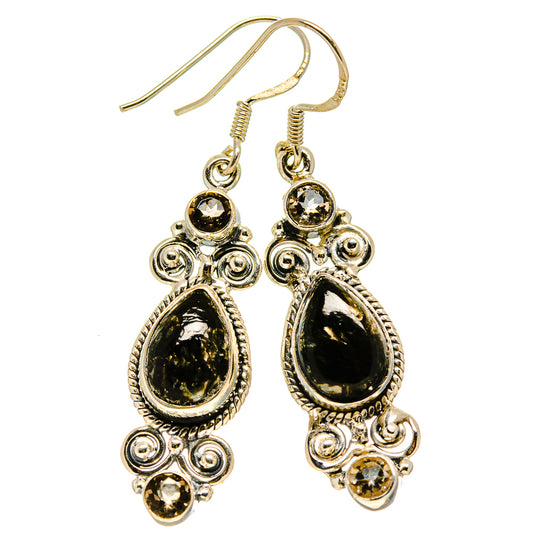 Golden Seraphinite Earrings handcrafted by Ana Silver Co - EARR414183