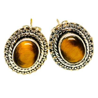 Tiger Eye Earrings handcrafted by Ana Silver Co - EARR414198