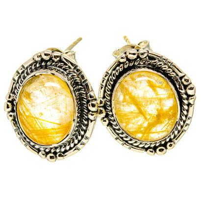Rutilated Quartz Earrings handcrafted by Ana Silver Co - EARR414206