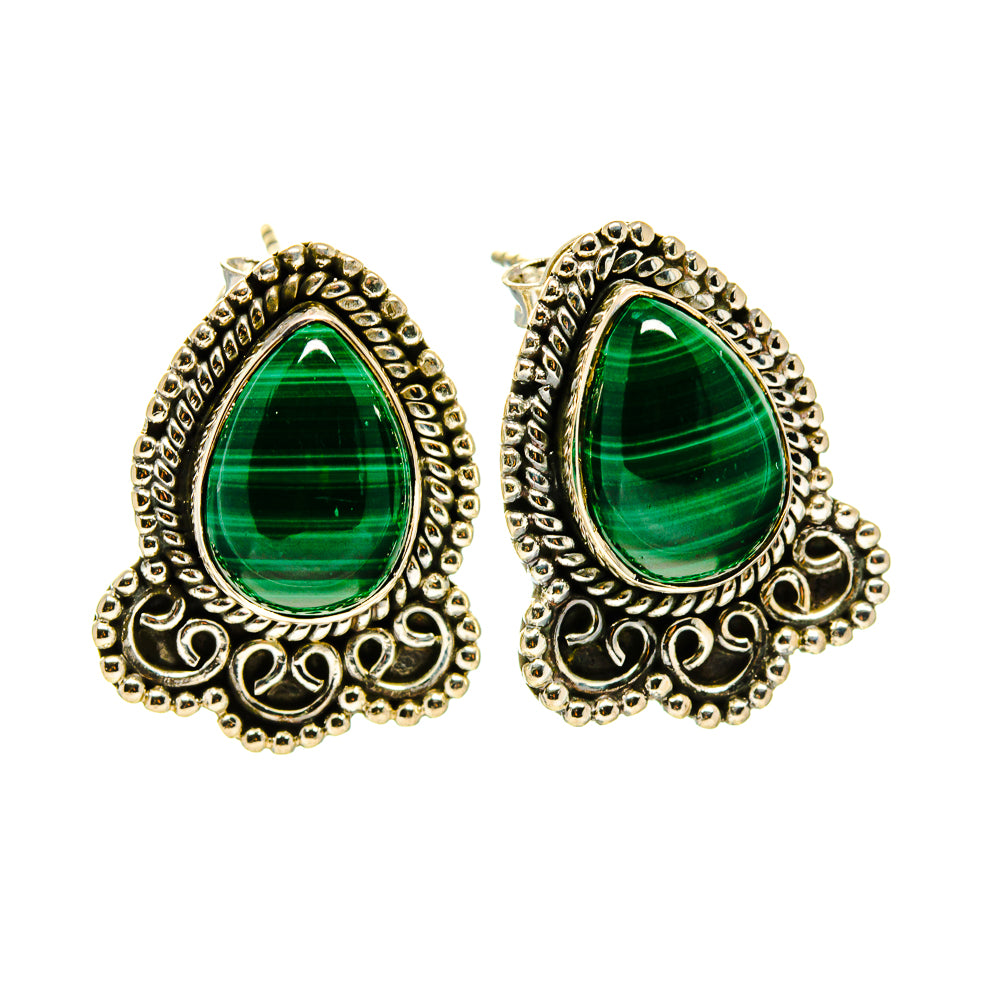 Malachite Earrings handcrafted by Ana Silver Co - EARR414212