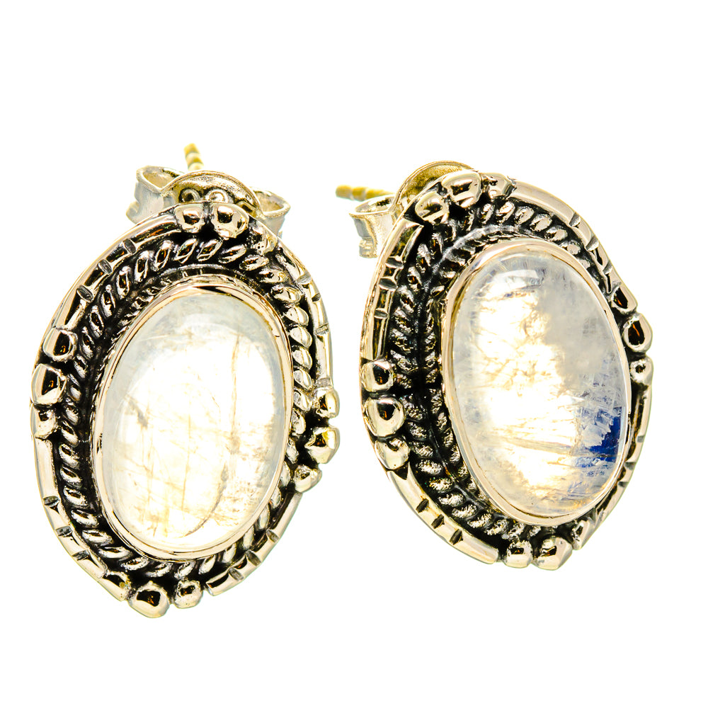 Rainbow Moonstone Earrings handcrafted by Ana Silver Co - EARR414213