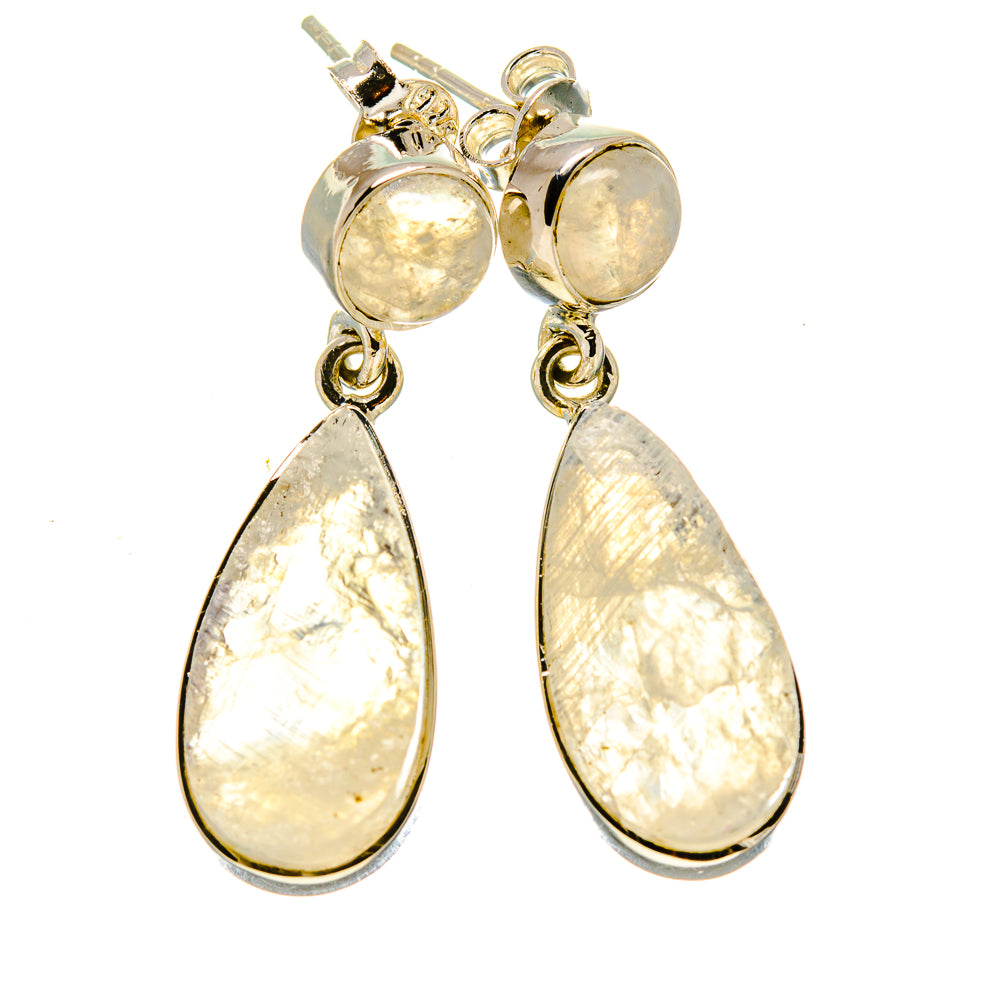 Rainbow Moonstone Earrings handcrafted by Ana Silver Co - EARR414214