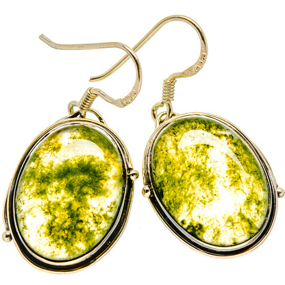 Green Moss Agate Earrings handcrafted by Ana Silver Co - EARR414239
