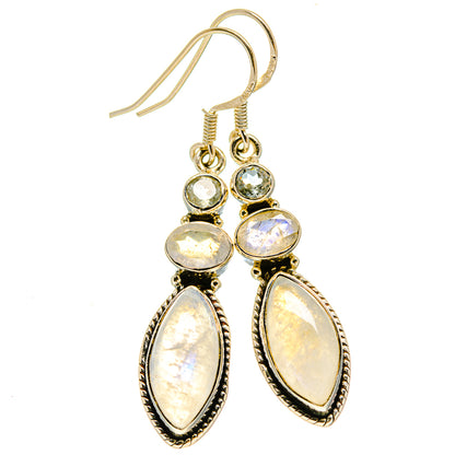 Rainbow Moonstone Earrings handcrafted by Ana Silver Co - EARR414248