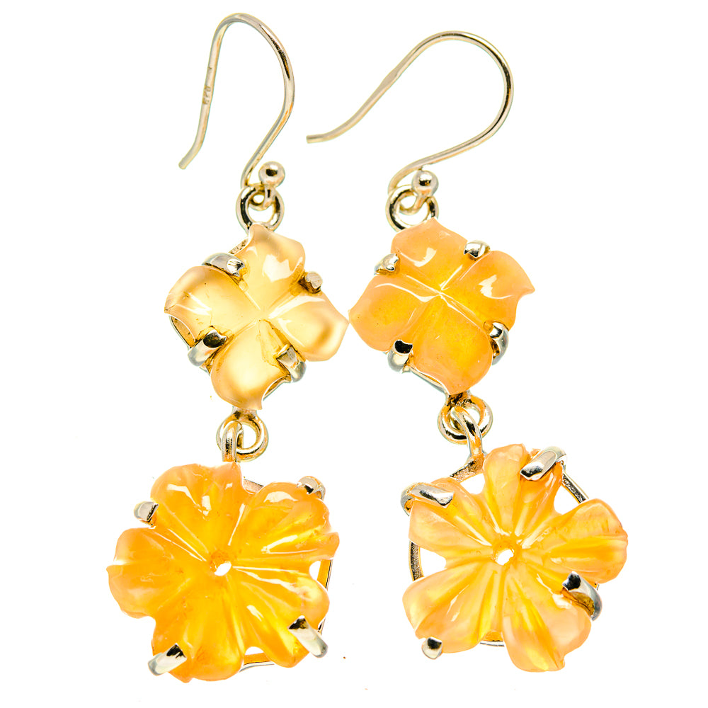 Peach Moonstone Earrings handcrafted by Ana Silver Co - EARR414275