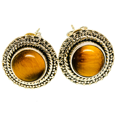 Tiger Eye Earrings handcrafted by Ana Silver Co - EARR414281