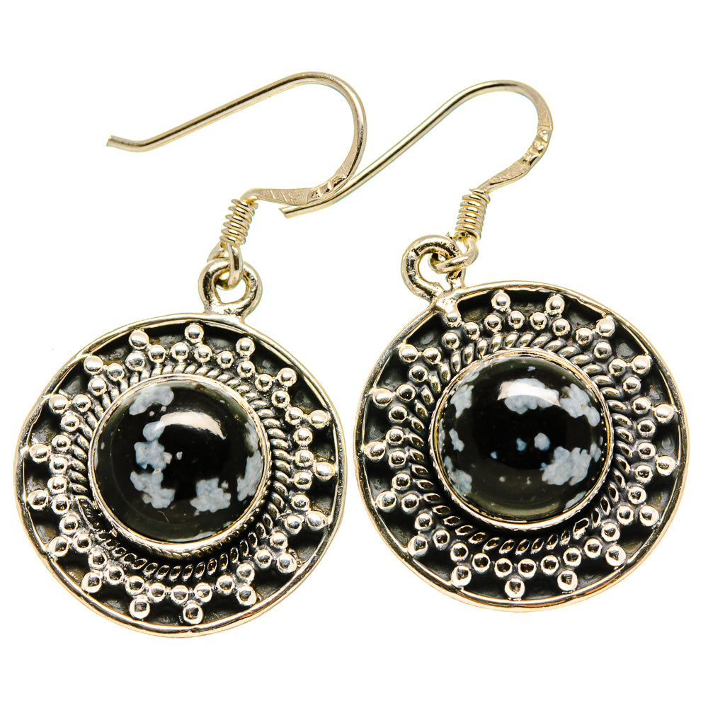 Snowflake Obsidian Earrings handcrafted by Ana Silver Co - EARR414340