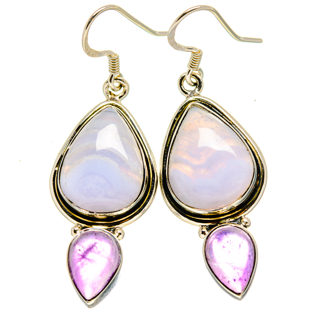 Blue Lace Agate Earrings handcrafted by Ana Silver Co - EARR414341