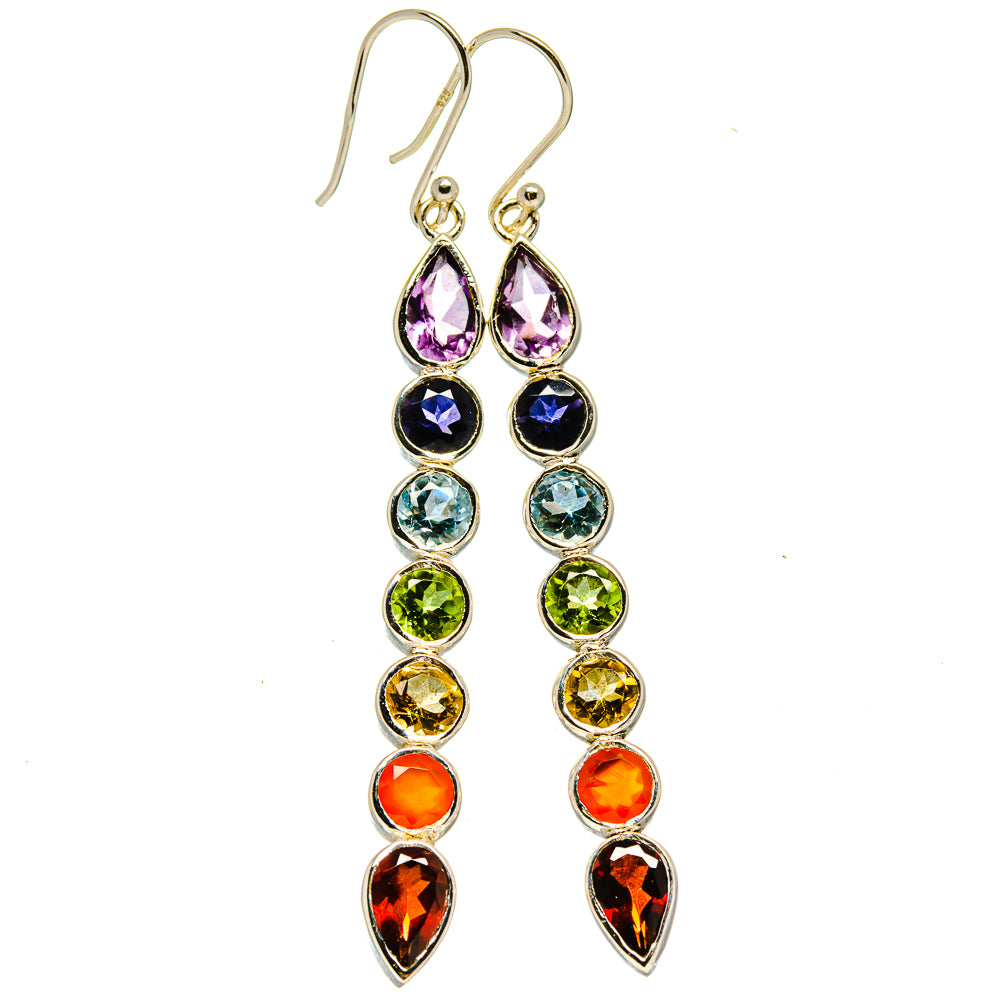 Multi-Stone Chakra Earrings handcrafted by Ana Silver Co - EARR414346