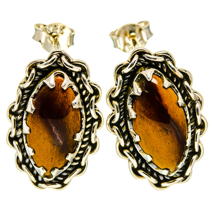 Tiger Eye Earrings handcrafted by Ana Silver Co - EARR414361