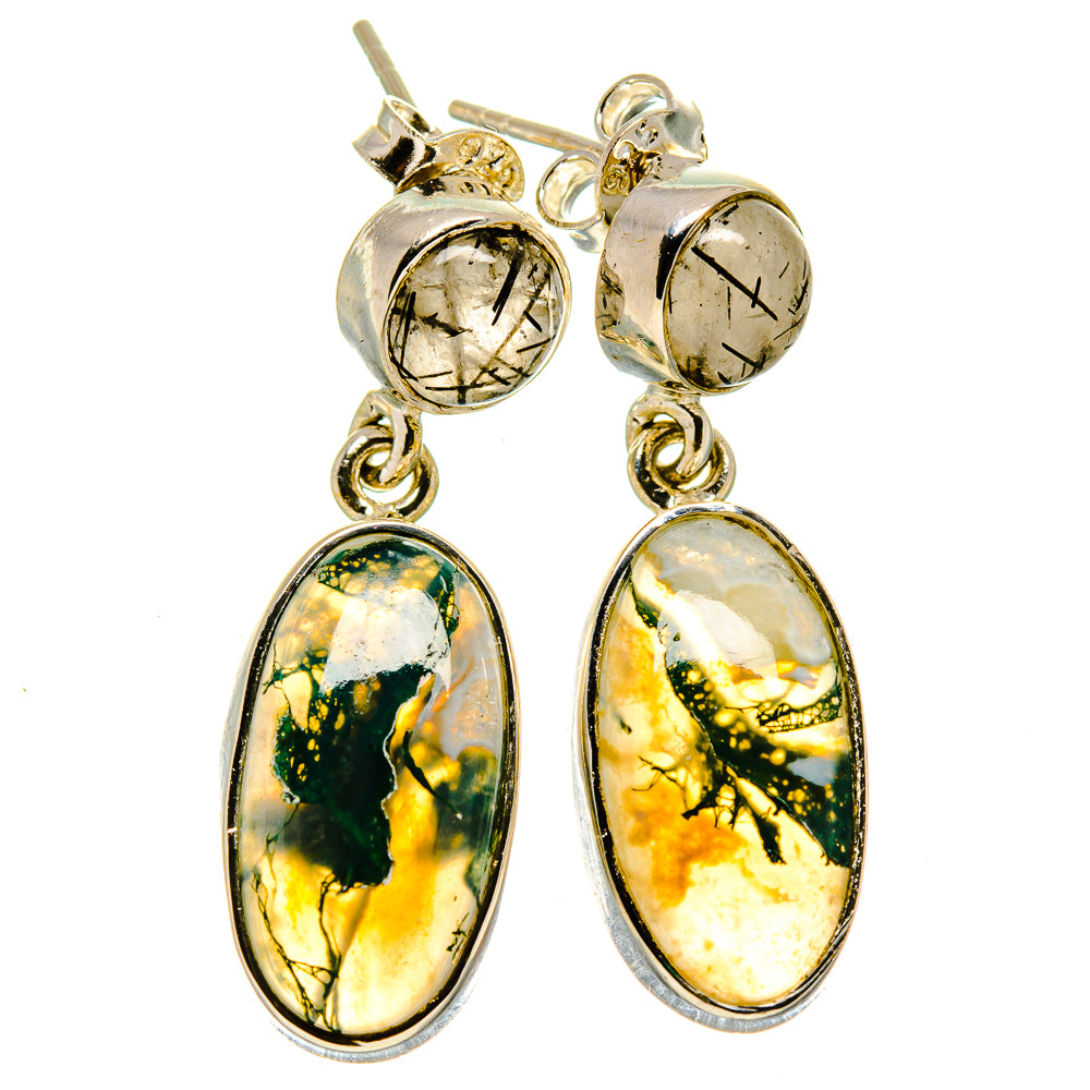 Green Moss Agate Earrings handcrafted by Ana Silver Co - EARR414362