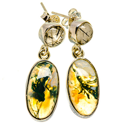 Green Moss Agate Earrings handcrafted by Ana Silver Co - EARR414362