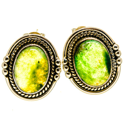 Green Moss Agate Earrings handcrafted by Ana Silver Co - EARR414363