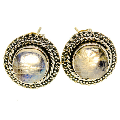 Rainbow Moonstone Earrings handcrafted by Ana Silver Co - EARR414365
