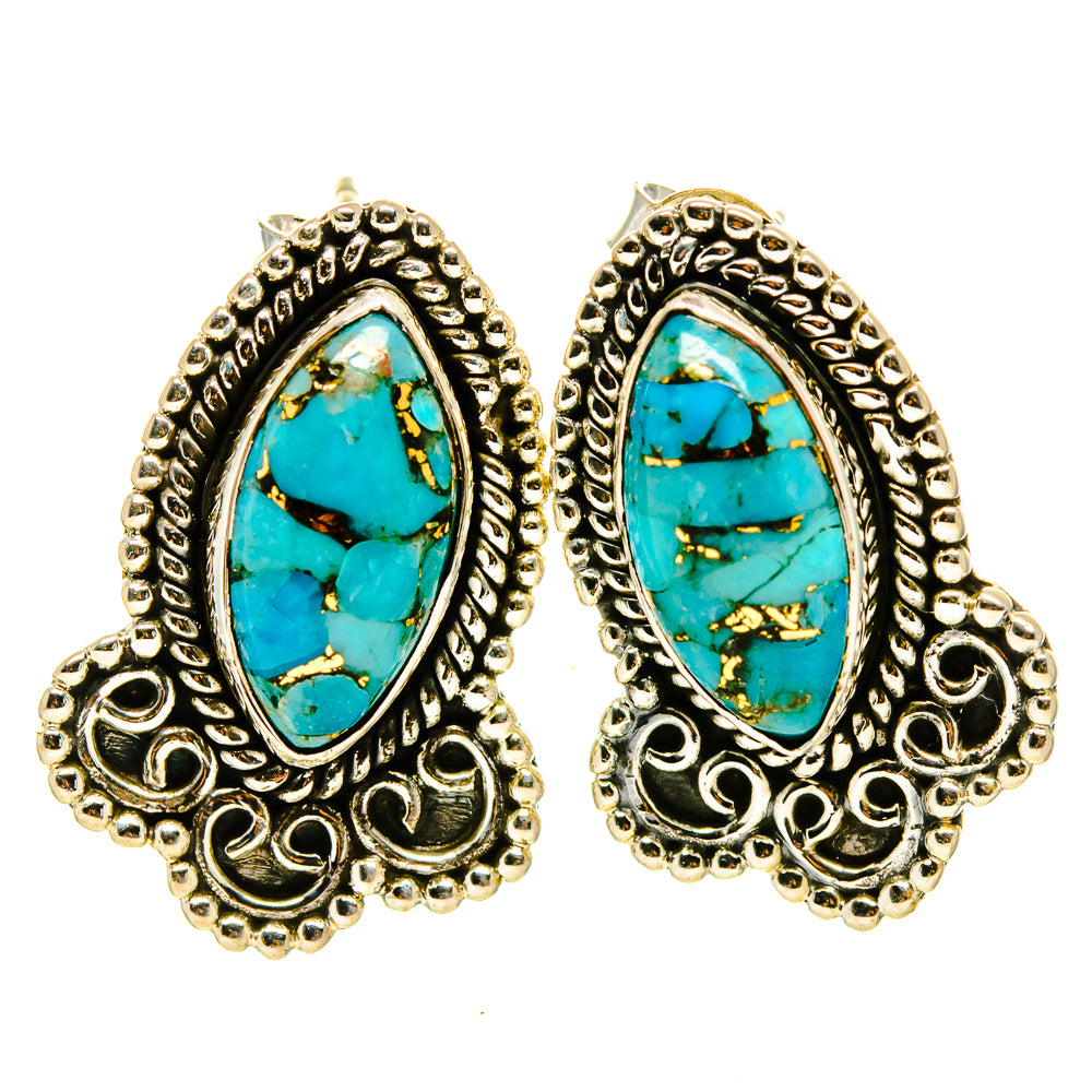 Blue Copper Composite Turquoise Earrings handcrafted by Ana Silver Co - EARR414373