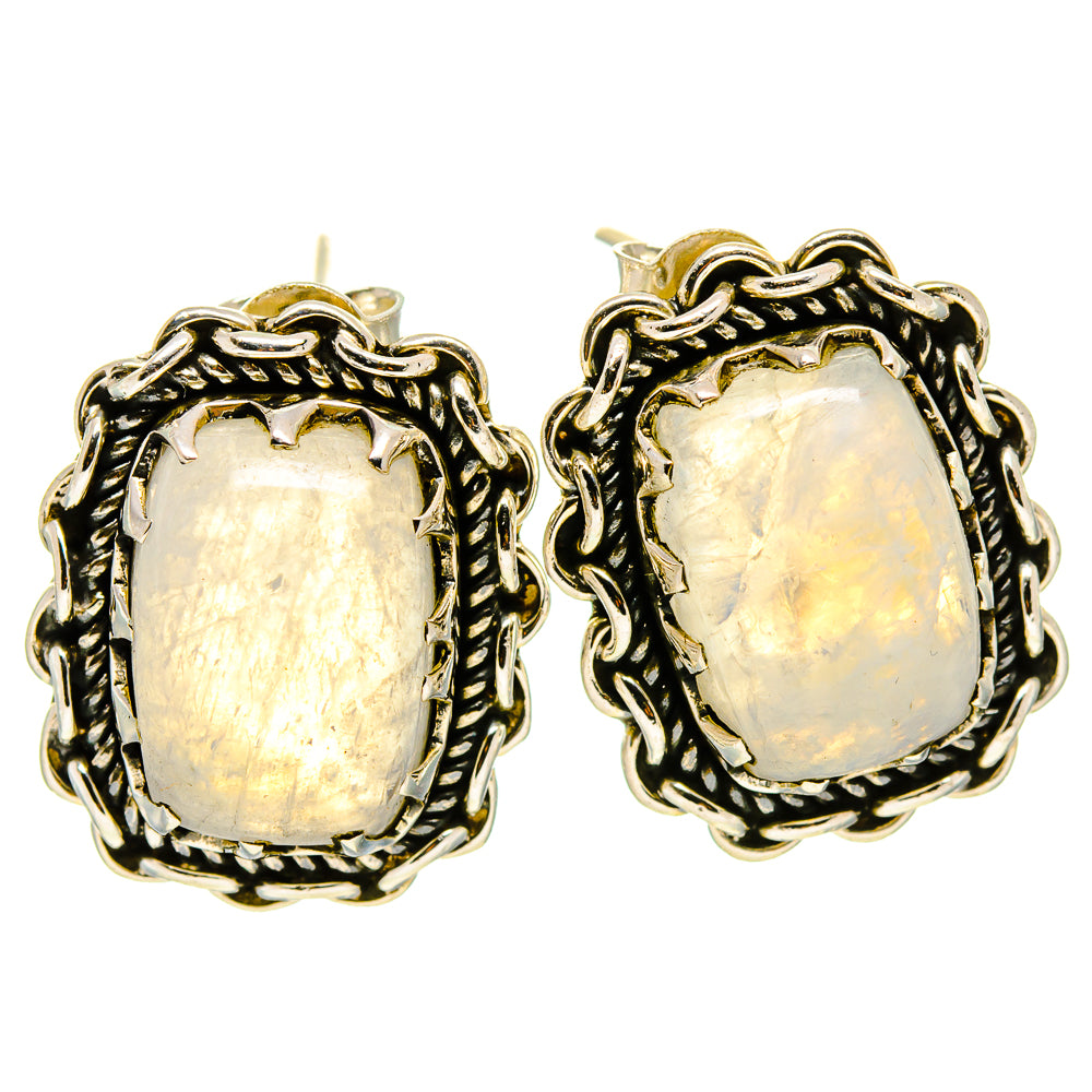 Rainbow Moonstone Earrings handcrafted by Ana Silver Co - EARR414374