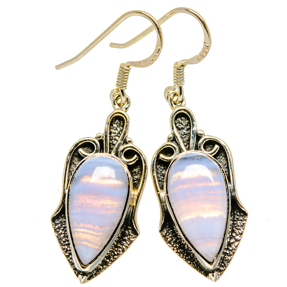 Blue Lace Agate Earrings handcrafted by Ana Silver Co - EARR414389