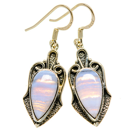 Blue Lace Agate Earrings handcrafted by Ana Silver Co - EARR414389