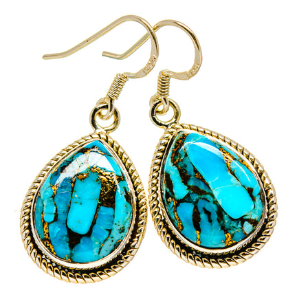 Blue Copper Composite Turquoise Earrings handcrafted by Ana Silver Co - EARR414403