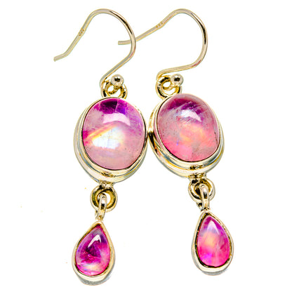 Pink Moonstone Earrings handcrafted by Ana Silver Co - EARR414417