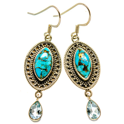 Blue Copper Composite Turquoise Earrings handcrafted by Ana Silver Co - EARR414418