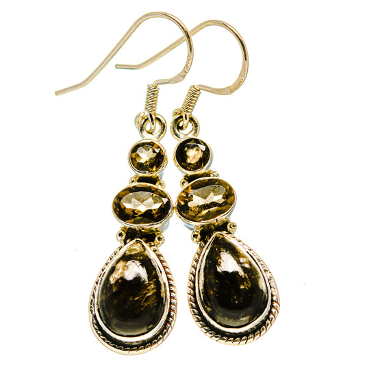 Golden Seraphinite Earrings handcrafted by Ana Silver Co - EARR414419