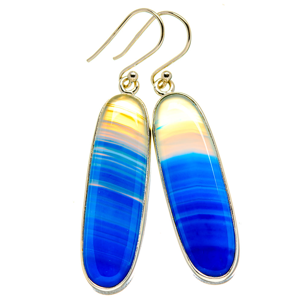 Blue Botswana Agate Earrings handcrafted by Ana Silver Co - EARR414426
