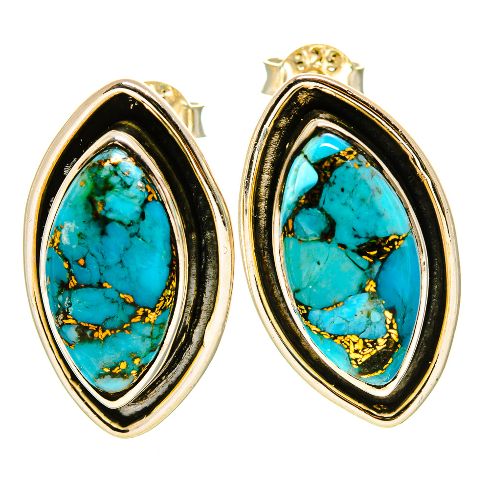 Blue Copper Composite Turquoise Earrings handcrafted by Ana Silver Co - EARR414446