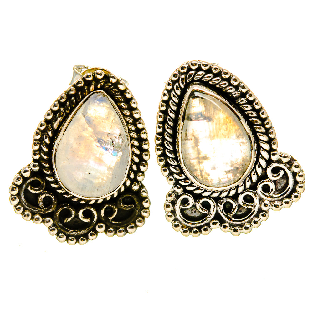 Rainbow Moonstone Earrings handcrafted by Ana Silver Co - EARR414448