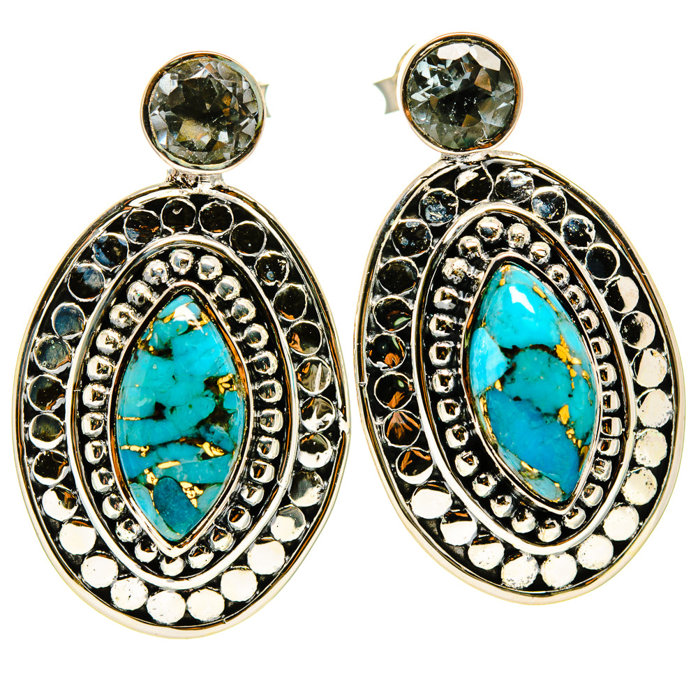 Blue Copper Composite Turquoise Earrings handcrafted by Ana Silver Co - EARR414462