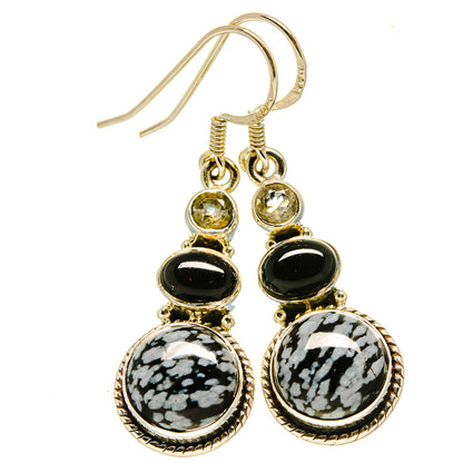 Snowflake Obsidian Earrings handcrafted by Ana Silver Co - EARR414474
