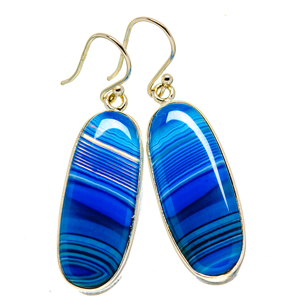 Blue Botswana Agate Earrings handcrafted by Ana Silver Co - EARR414504