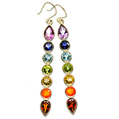 Multi-Stone Chakra Earrings handcrafted by Ana Silver Co - EARR414507