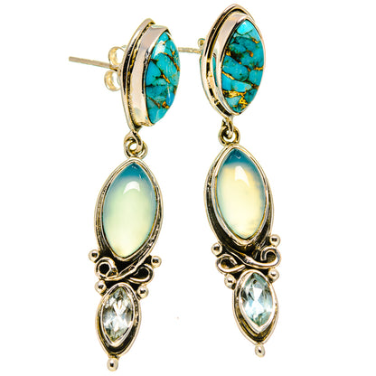 Blue Copper Composite Turquoise Earrings handcrafted by Ana Silver Co - EARR414530