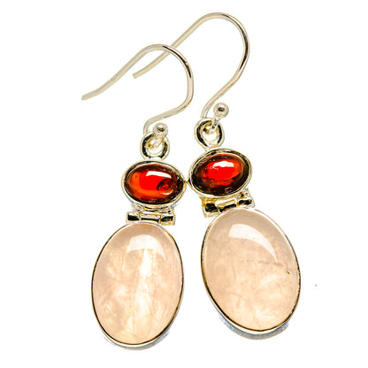 Rose Quartz Earrings handcrafted by Ana Silver Co - EARR414544