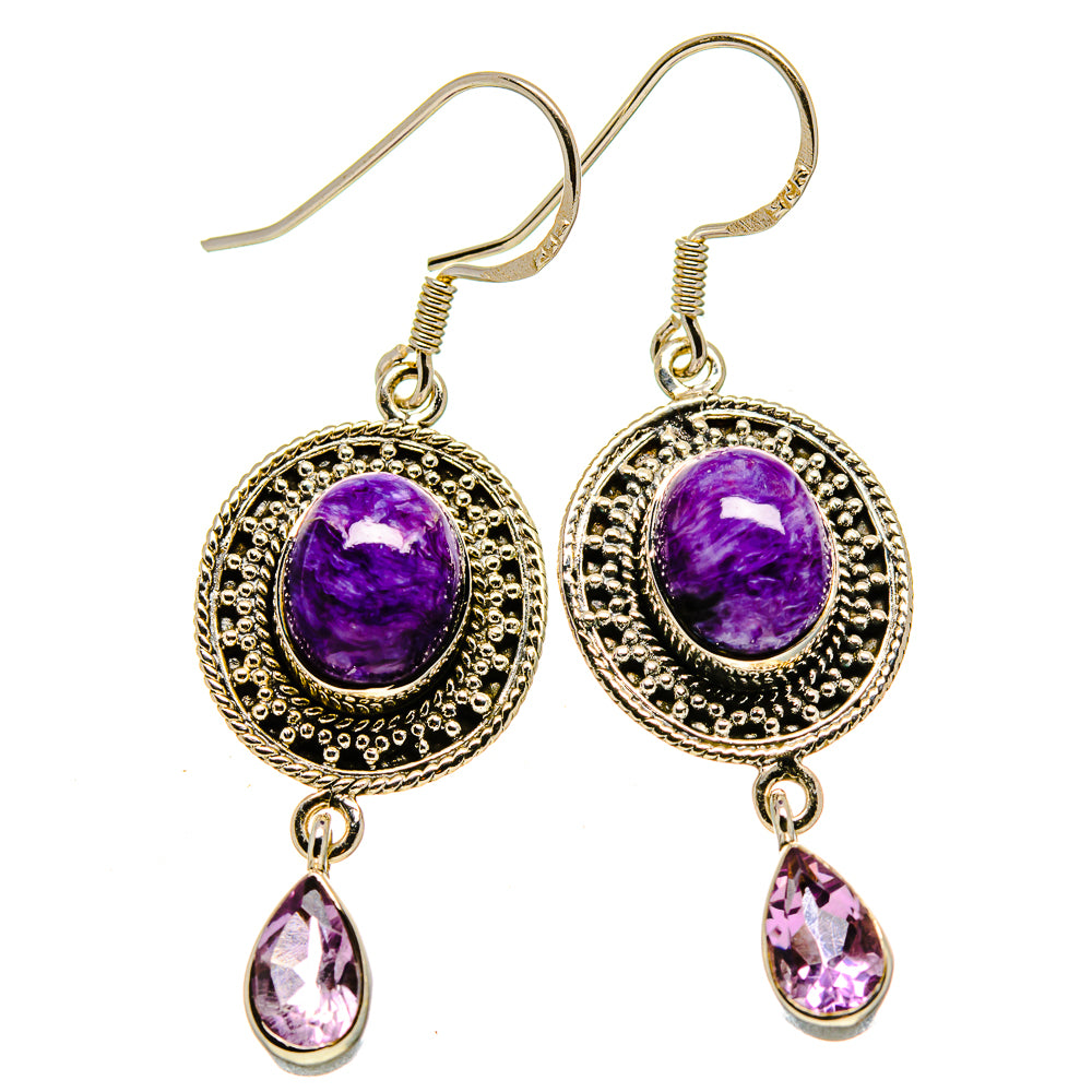 Charoite Earrings handcrafted by Ana Silver Co - EARR414557