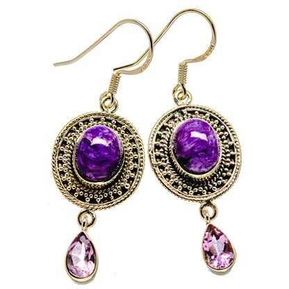 Charoite Earrings handcrafted by Ana Silver Co - EARR414557
