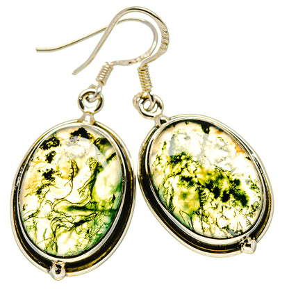 Green Moss Agate Earrings handcrafted by Ana Silver Co - EARR414578