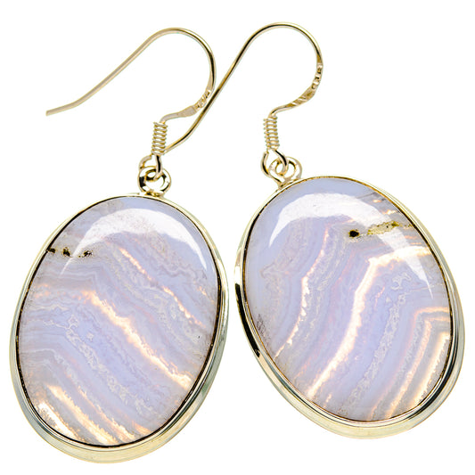Blue Lace Agate Earrings handcrafted by Ana Silver Co - EARR414581