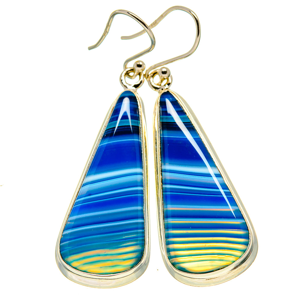 Blue Botswana Agate Earrings handcrafted by Ana Silver Co - EARR414583