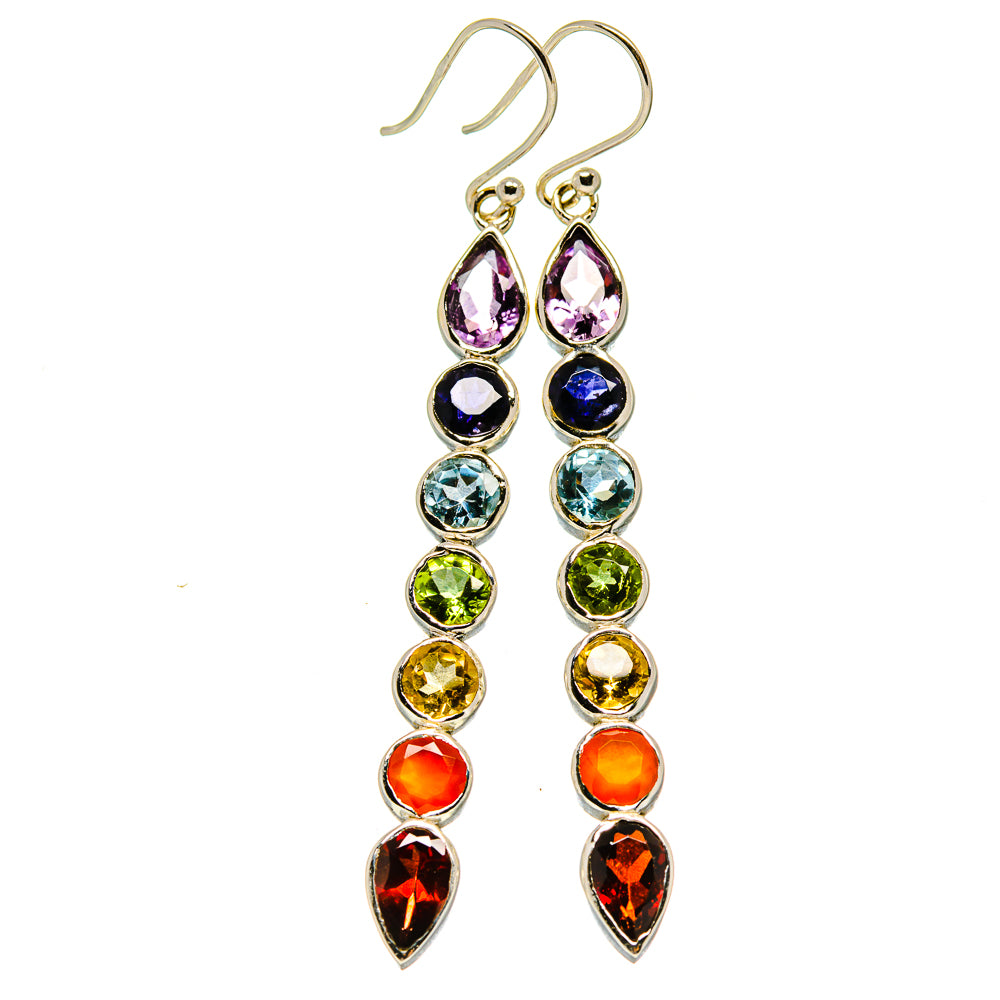 Multi-Stone Chakra Earrings handcrafted by Ana Silver Co - EARR414584