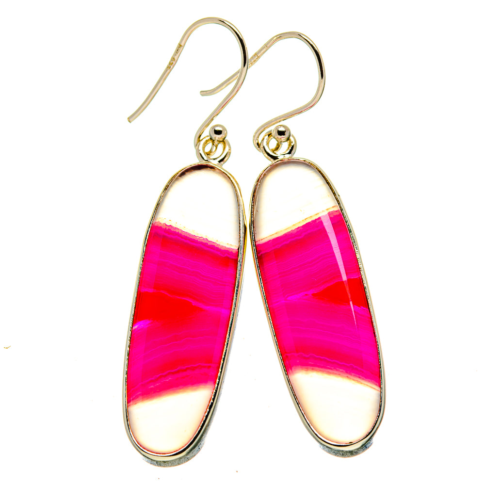 Pink Botswana Agate Earrings handcrafted by Ana Silver Co - EARR414587