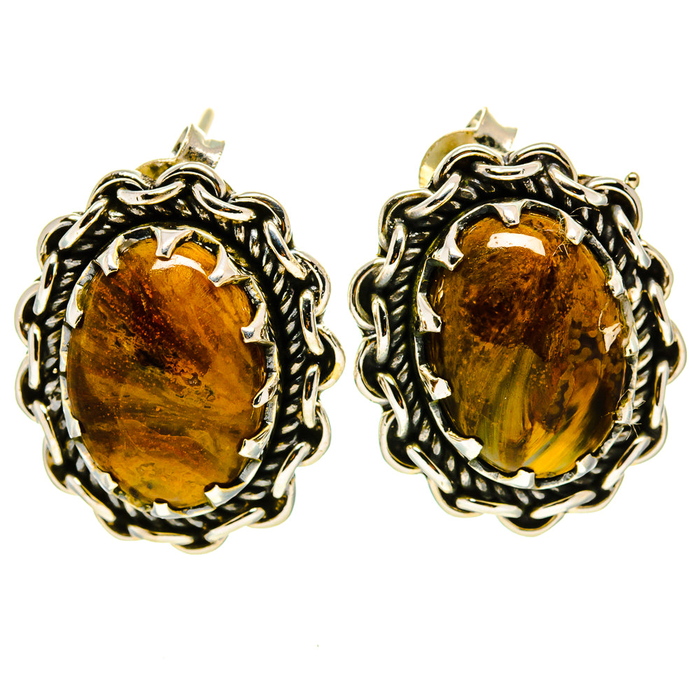 Golden Pietersite Earrings handcrafted by Ana Silver Co - EARR414598