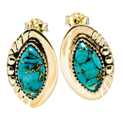 Blue Copper Composite Turquoise Earrings handcrafted by Ana Silver Co - EARR414601