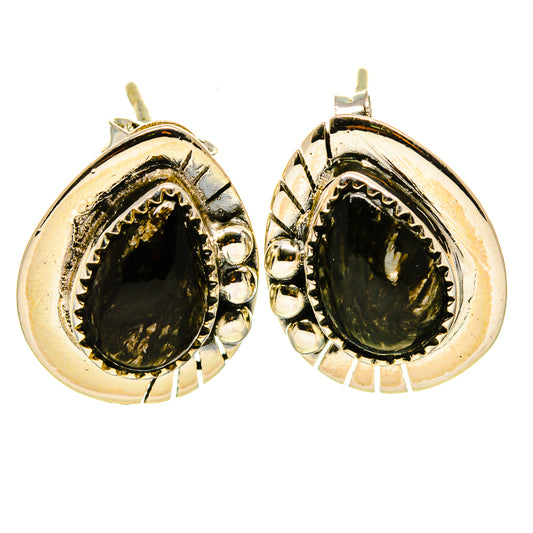 Golden Seraphinite Earrings handcrafted by Ana Silver Co - EARR414604