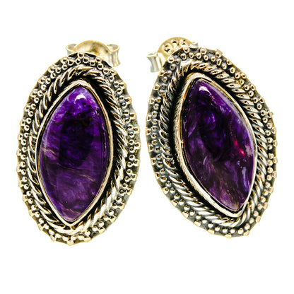 Charoite Earrings handcrafted by Ana Silver Co - EARR414605
