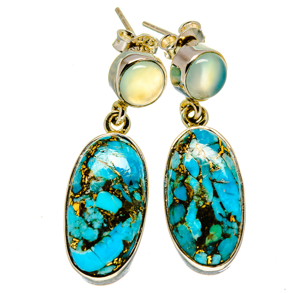 Blue Copper Composite Turquoise Earrings handcrafted by Ana Silver Co - EARR414613